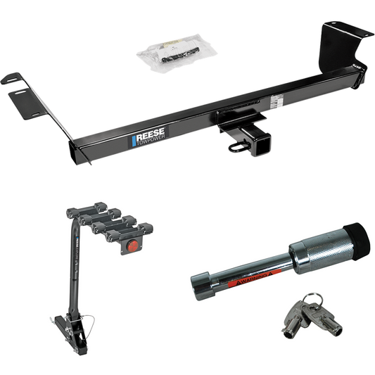 Fits 2009-2012 Volkswagen Routan Trailer Hitch Tow PKG w/ 4 Bike Carrier Rack + Hitch Lock By Reese Towpower