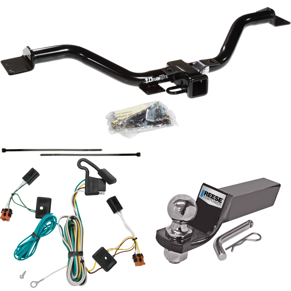 Fits 2007-2012 GMC Acadia Trailer Hitch Tow PKG w/ 4-Flat Wiring + Starter Kit Ball Mount w/ 2" Drop & 2" Ball By Draw-Tite