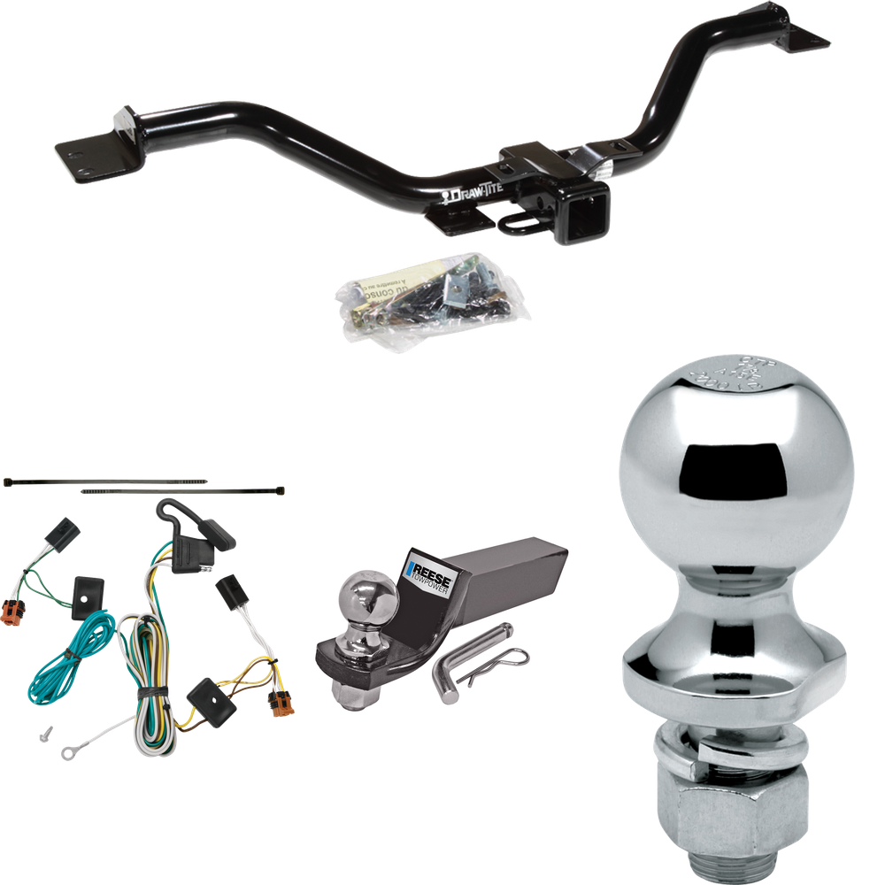 Fits 2007-2012 GMC Acadia Trailer Hitch Tow PKG w/ 4-Flat Wiring + Starter Kit Ball Mount w/ 2" Drop & 2" Ball + 1-7/8" Ball By Draw-Tite