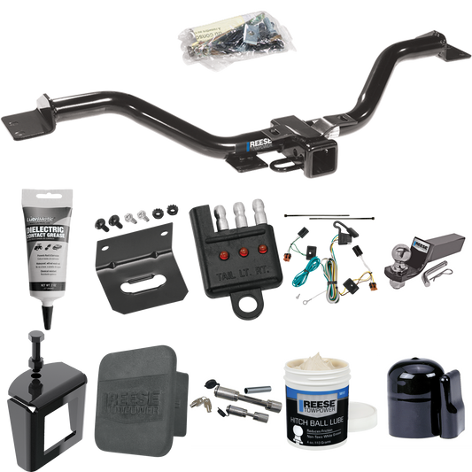 Fits 2007-2012 GMC Acadia Trailer Hitch Tow PKG w/ 4-Flat Wiring + Starter Kit Ball Mount w/ 2" Drop & 2" Ball + 1-7/8" Ball + Wiring Bracket + Dual Hitch & Coupler Locks + Hitch Cover + Wiring Tester + Ball Lube + Electric Grease + Ball Wrench + Ant