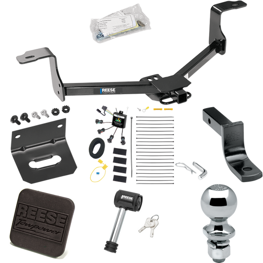 Fits 2016-2017 Honda Accord Trailer Hitch Tow PKG w/ 4-Flat Zero Contact "No Splice" Wiring Harness + Draw-Bar + 2" Ball + Wiring Bracket + Hitch Cover + Hitch Lock (For Sedan Models) By Reese Towpower