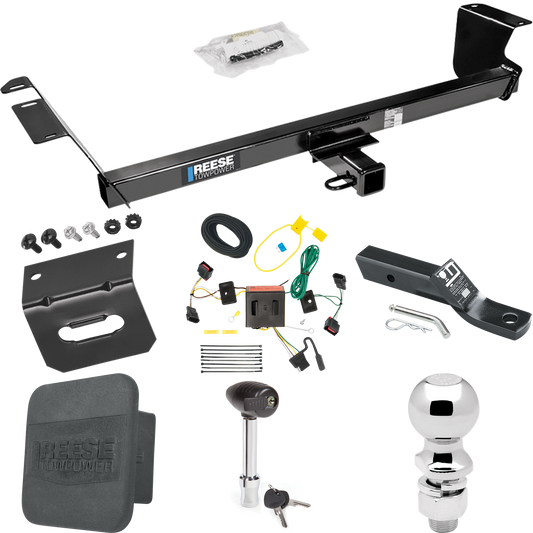 Fits 2008-2010 Dodge Grand Caravan Trailer Hitch Tow PKG w/ 4-Flat Wiring + Ball Mount w/ 2" Drop + 2-5/16" Ball + Wiring Bracket + Hitch Lock + Hitch Cover By Reese Towpower