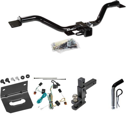 Fits 2007-2012 GMC Acadia Trailer Hitch Tow PKG w/ 4-Flat Wiring Harness + Adjustable Drop Rise Clevis Hitch Ball Mount w/ 2" Ball + Pin/Clip + Wiring Bracket By Draw-Tite