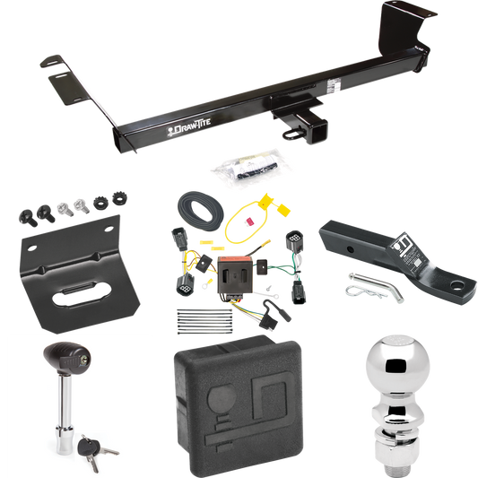 Fits 2012-2015 RAM C/V Trailer Hitch Tow PKG w/ 4-Flat Wiring + Ball Mount w/ 2" Drop + 2-5/16" Ball + Wiring Bracket + Hitch Lock + Hitch Cover (For Tradesman Models) By Draw-Tite