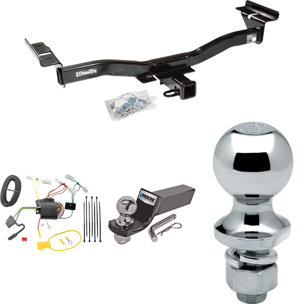 Fits 2007-2012 Mazda CX-7 Trailer Hitch Tow PKG w/ 4-Flat Wiring + Starter Kit Ball Mount w/ 2" Drop & 2" Ball + 1-7/8" Ball By Draw-Tite