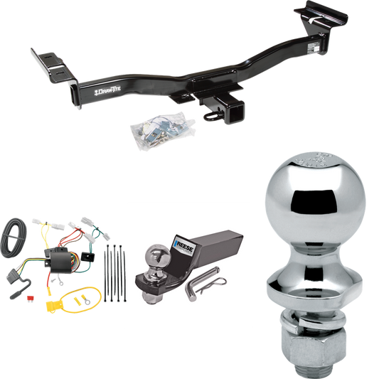 Fits 2007-2012 Mazda CX-7 Trailer Hitch Tow PKG w/ 4-Flat Wiring + Starter Kit Ball Mount w/ 2" Drop & 2" Ball + 1-7/8" Ball By Draw-Tite