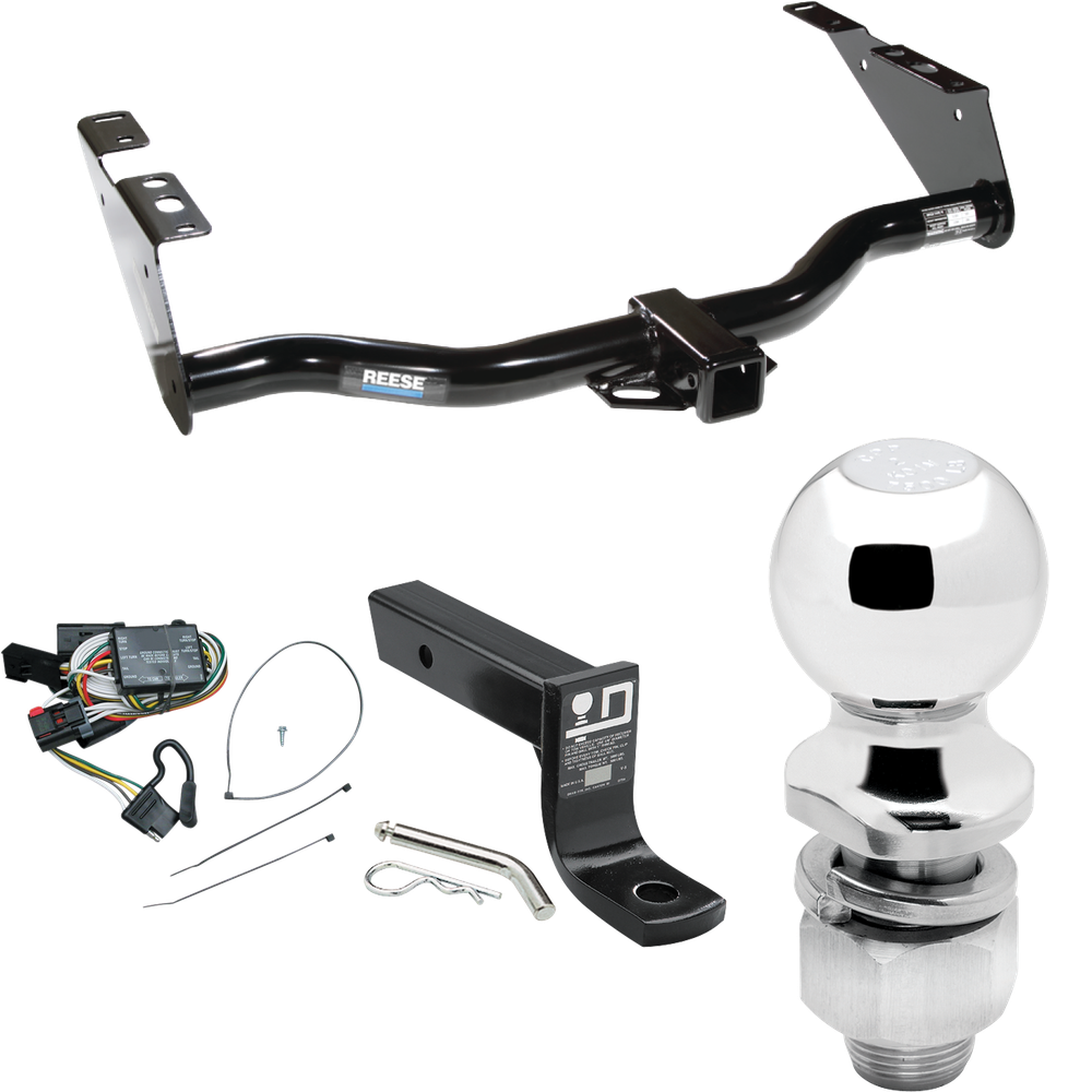 Fits 1996-2000 Chrysler Town & Country Trailer Hitch Tow PKG w/ 4-Flat Wiring + Ball Mount w/ 4" Drop + 2" Ball By Reese Towpower