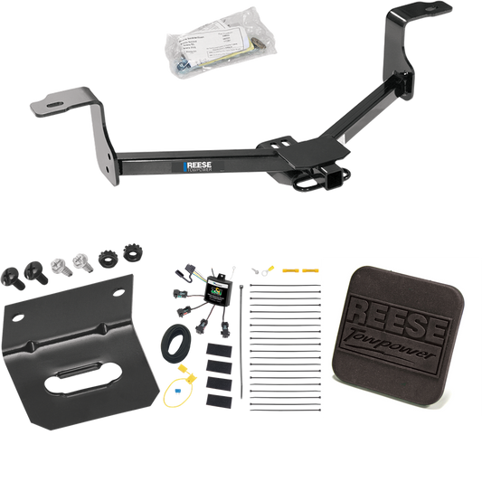 Fits 2009-2014 Acura TL Trailer Hitch Tow PKG w/ 4-Flat Zero Contact "No Splice" Wiring Harness + Hitch Cover By Reese Towpower