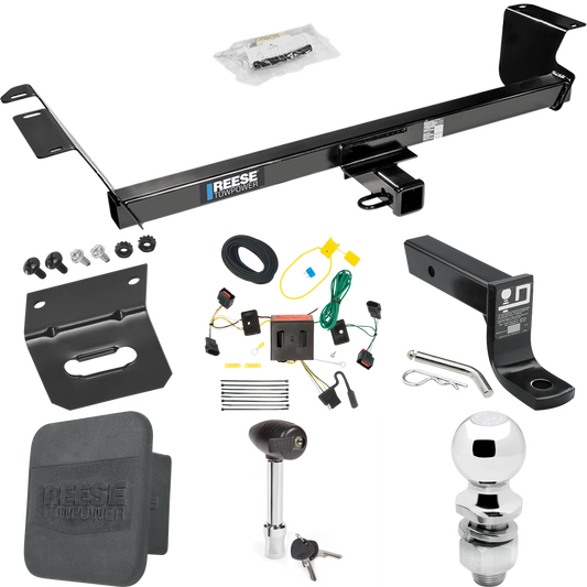 Fits 2008-2010 Chrysler Town & Country Trailer Hitch Tow PKG w/ 4-Flat Wiring + Ball Mount w/ 4" Drop + 2" Ball + Wiring Bracket + Hitch Lock + Hitch Cover By Reese Towpower