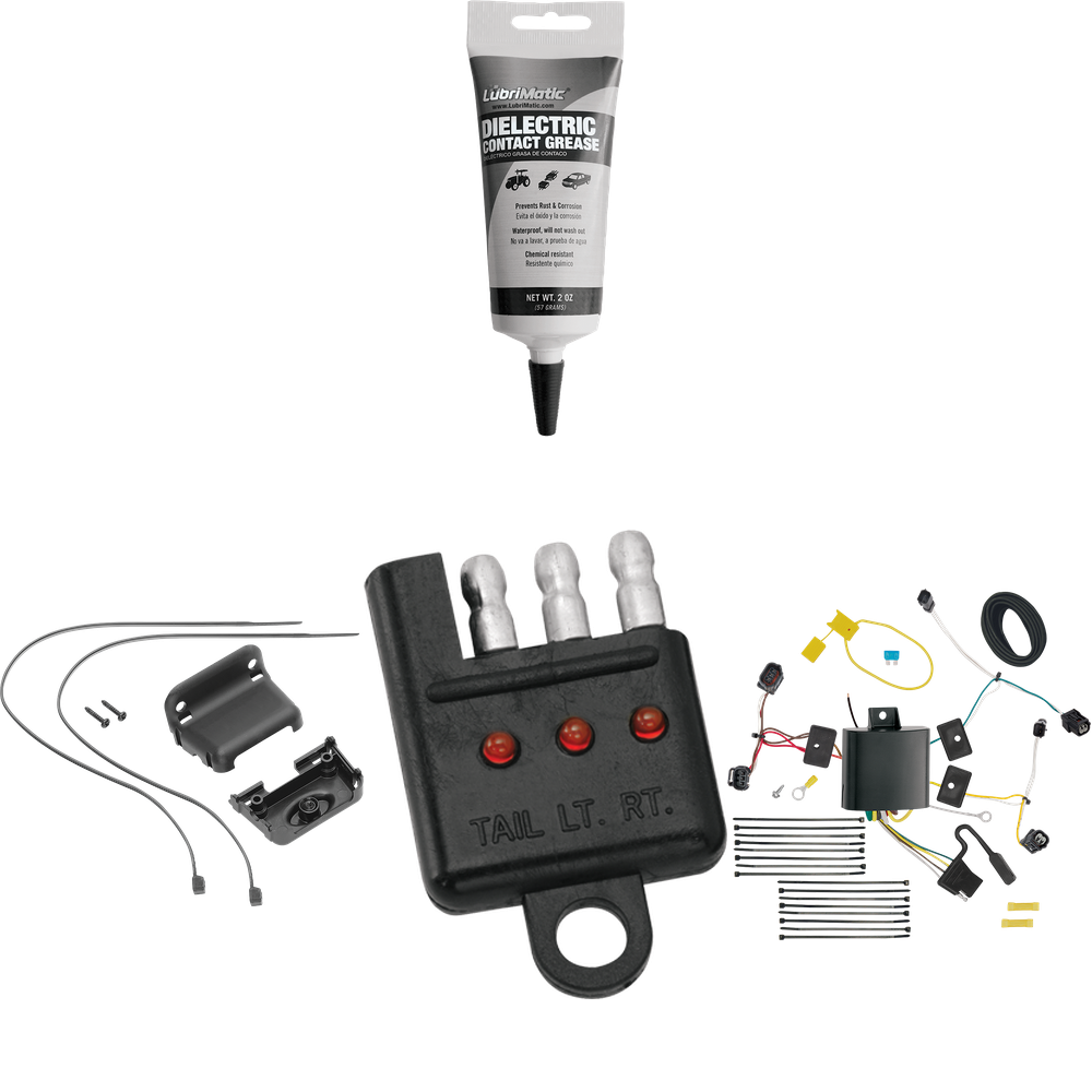 Tekonsha se adapta al arnés de cableado del remolque del extremo del vehículo de 4 planos Acura TLX 2015-2020 + soporte de cableado + probador de cableado + grasa eléctrica