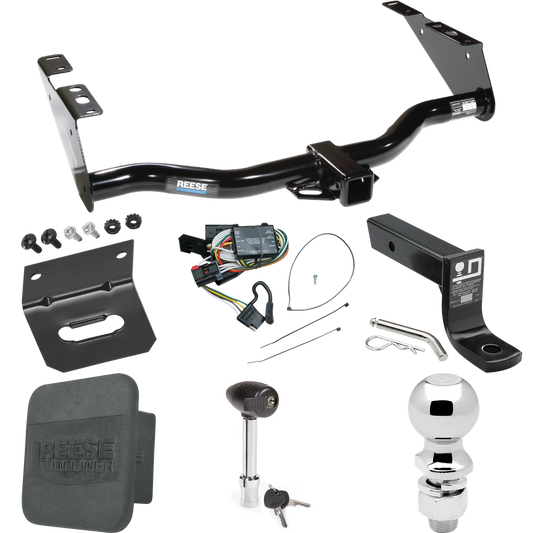 Fits 1996-2000 Dodge Caravan Trailer Hitch Tow PKG w/ 4-Flat Wiring + Ball Mount w/ 4" Drop + 2-5/16" Ball + Wiring Bracket + Hitch Lock + Hitch Cover By Reese Towpower