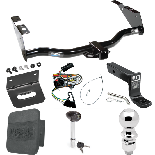 Fits 2001-2003 Chrysler Town & Country Trailer Hitch Tow PKG w/ 4-Flat Wiring + Ball Mount w/ 4" Drop + 2-5/16" Ball + Wiring Bracket + Hitch Lock + Hitch Cover By Reese Towpower