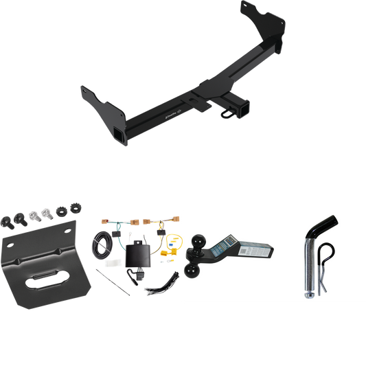 Se adapta al paquete de enganche de remolque Volkswagen Tiguan 2018-2018 con arnés de cableado de 4 planos + soporte de bola doble bolas de remolque de 2" y 2-5/16" + pasador/clip + soporte de cableado de Draw-Tite