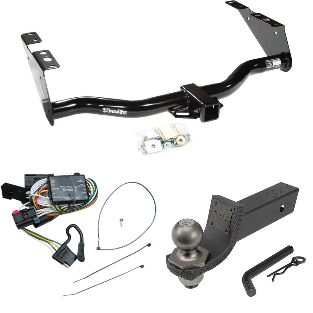 Fits 1996-2000 Chrysler Town & Country Trailer Hitch Tow PKG w/ 4-Flat Wiring + Interlock Tactical Starter Kit w/ 2" Drop & 2" Ball By Draw-Tite