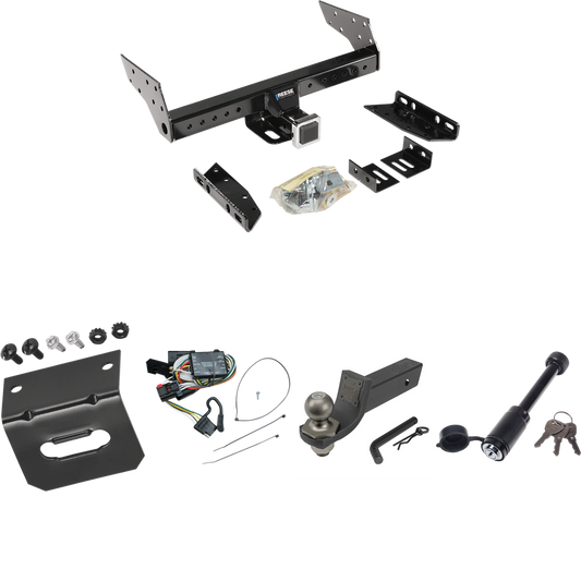 Fits 1996-2000 Plymouth Grand Voyager Trailer Hitch Tow PKG w/ 4-Flat Wiring + Interlock Tactical Starter Kit w/ 2" Drop & 2" Ball + Tactical Dogbone Lock + Wiring Bracket By Reese Towpower