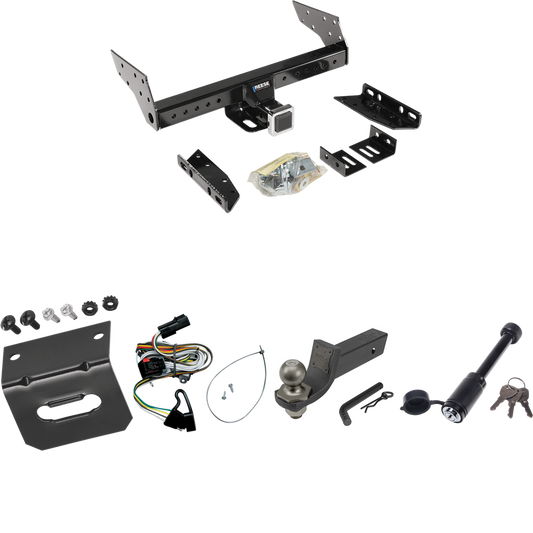 Fits 2001-2003 Chrysler Town & Country Trailer Hitch Tow PKG w/ 4-Flat Wiring + Interlock Tactical Starter Kit w/ 2" Drop & 2" Ball + Tactical Dogbone Lock + Wiring Bracket By Reese Towpower