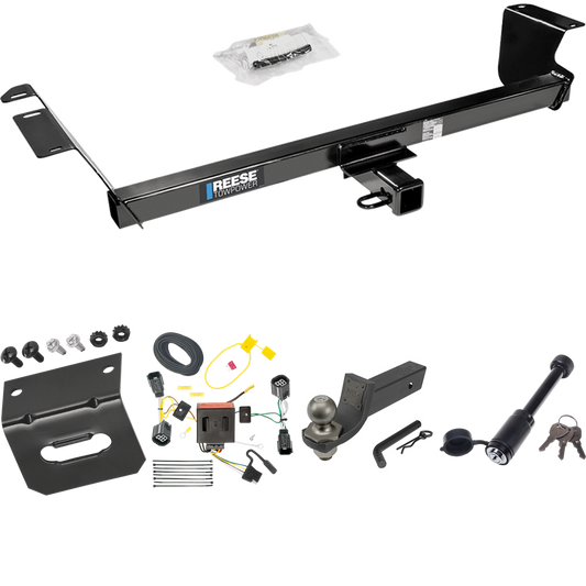 Fits 2011-2020 Dodge Grand Caravan Trailer Hitch Tow PKG w/ 4-Flat Wiring + Interlock Tactical Starter Kit w/ 2" Drop & 2" Ball + Tactical Dogbone Lock + Wiring Bracket By Reese Towpower