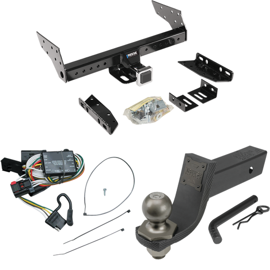 Fits 1996-2000 Dodge Caravan Trailer Hitch Tow PKG w/ 4-Flat Wiring + Interlock Tactical Starter Kit w/ 3-1/4" Drop & 2" Ball By Reese Towpower