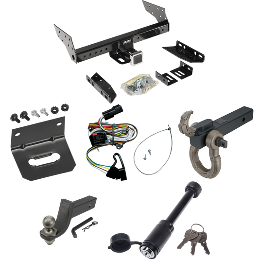 Fits 2001-2003 Dodge Grand Caravan Trailer Hitch Tow PKG w/ 4-Flat Wiring + Interlock Tactical Starter Kit w/ 3-1/4" Drop & 2" Ball + Tactical Hook & Shackle Mount + Tactical Dogbone Lock + Wiring Bracket By Reese Towpower