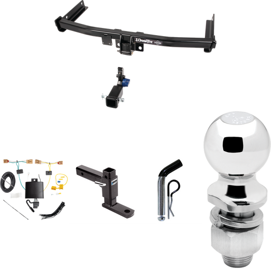 Fits 2019-2023 Volkswagen Tiguan Trailer Hitch Tow PKG w/ 4-Flat Wiring Harness + Adjustable Drop Rise Ball Mount + Pin/Clip + 2" Ball By Draw-Tite