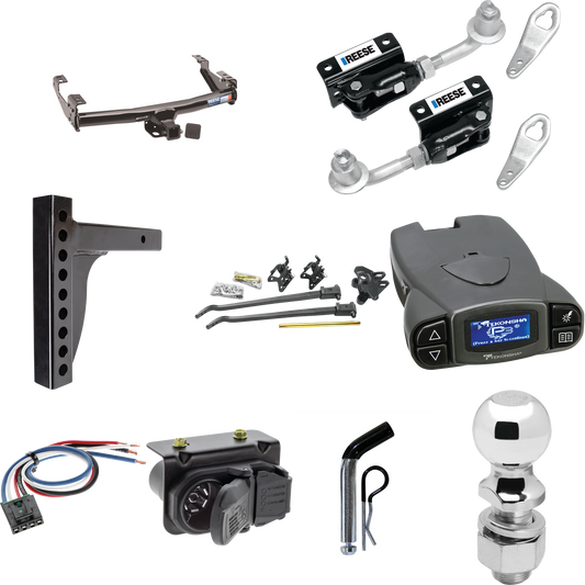 Fits 2001-2005 GMC Sierra 1500 HD Trailer Hitch Tow PKG w/ 12K Trunnion Bar Weight Distribution Hitch + Pin/Clip + Dual Cam Sway Control + 2-5/16" Ball + Tekonsha Prodigy P3 Brake Control + Generic BC Wiring Adapter + 7-Way RV Wiring (For 6.6 ft. Bed