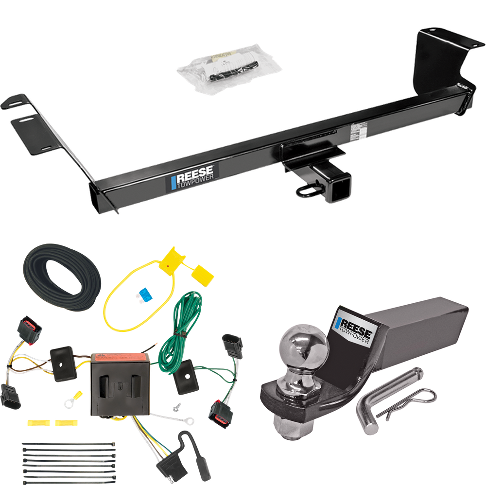 Se adapta al paquete de enganche de remolque Chrysler Town &amp; Country 2008-2010 con cableado plano de 4 + kit de montaje de bola de inicio con caída de 2" y bola de 2" de Reese Towpower