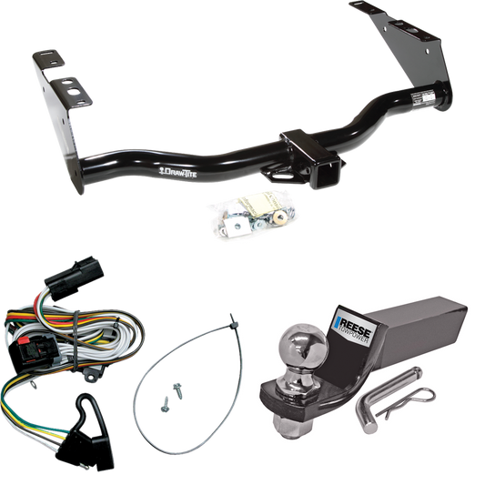 Fits 2001-2003 Dodge Grand Caravan Trailer Hitch Tow PKG w/ 4-Flat Wiring + Starter Kit Ball Mount w/ 2" Drop & 2" Ball By Draw-Tite