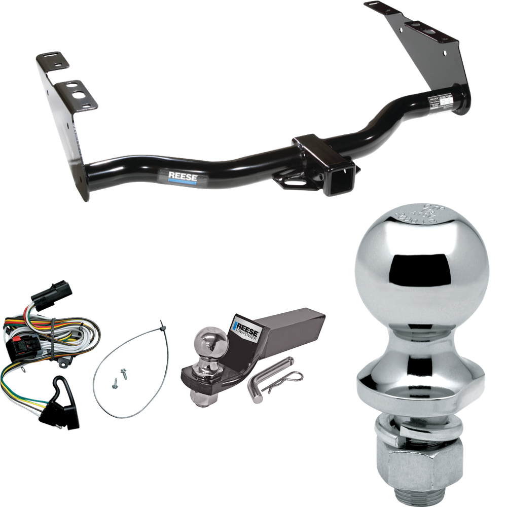 Fits 2001-2003 Chrysler Town & Country Trailer Hitch Tow PKG w/ 4-Flat Wiring + Starter Kit Ball Mount w/ 2" Drop & 2" Ball + 1-7/8" Ball By Reese Towpower