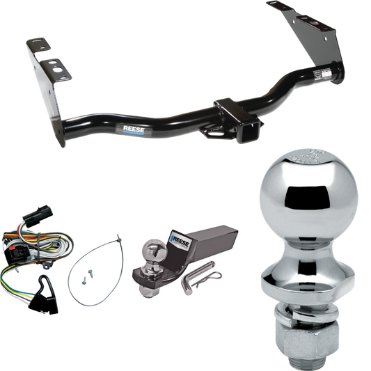 Fits 2001-2003 Chrysler Town & Country Trailer Hitch Tow PKG w/ 4-Flat Wiring + Starter Kit Ball Mount w/ 2" Drop & 2" Ball + 1-7/8" Ball By Reese Towpower