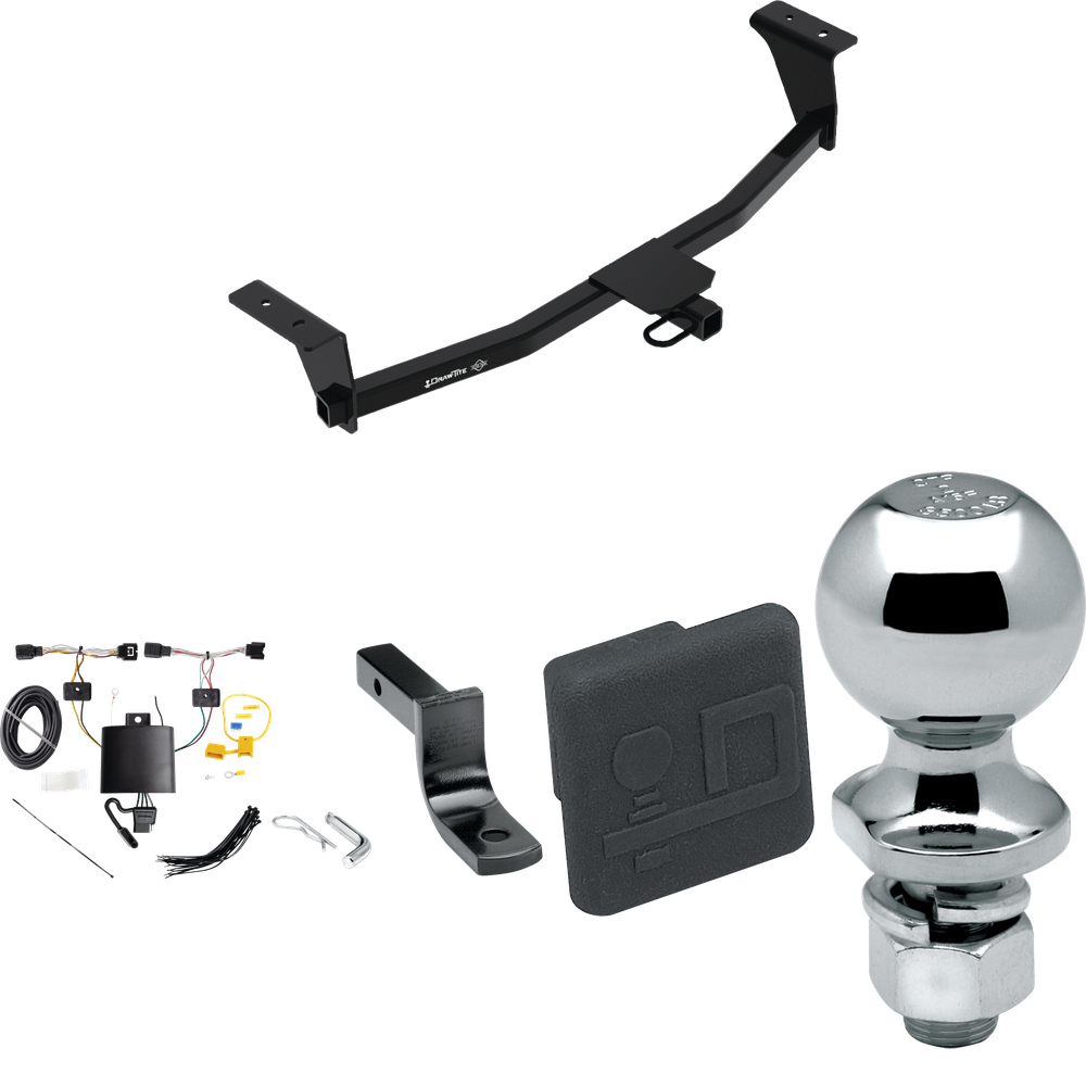 Fits 2021-2022 Acura TLX Trailer Hitch Tow PKG w/ 4-Flat Wiring Harness + Draw-Bar + 2" Ball + Hitch Cover By Draw-Tite