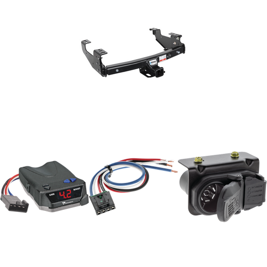 Se adapta al paquete de enganche de remolque GMC Sierra 1500 1999-2005 con control de freno Tekonsha BRAKE-EVN + adaptador de cableado BC genérico + cableado RV de 7 vías de Reese Towpower