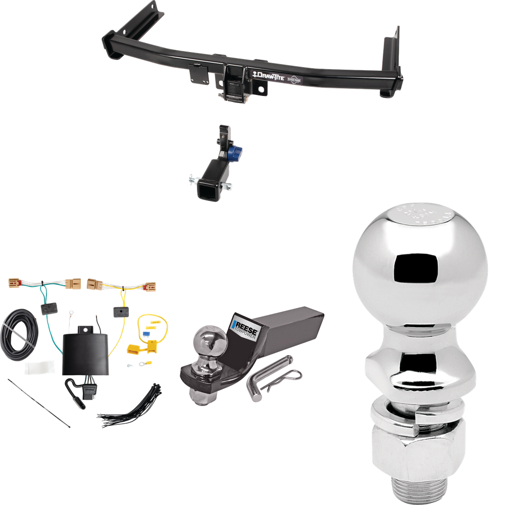 Fits 2019-2023 Volkswagen Tiguan Trailer Hitch Tow PKG w/ 4-Flat Wiring + Starter Kit Ball Mount w/ 2" Drop & 2" Ball + 2-5/16" Ball By Draw-Tite