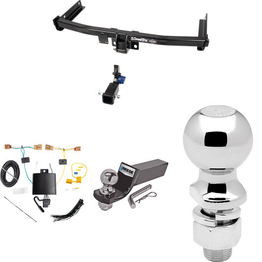 Fits 2019-2023 Volkswagen Tiguan Trailer Hitch Tow PKG w/ 4-Flat Wiring + Starter Kit Ball Mount w/ 2" Drop & 2" Ball + 2-5/16" Ball By Draw-Tite