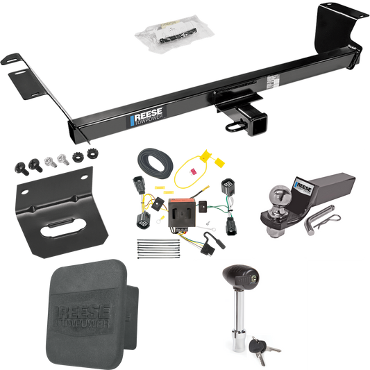 Fits 2012-2015 RAM C/V Trailer Hitch Tow PKG w/ 4-Flat Wiring + Starter Kit Ball Mount w/ 2" Drop & 2" Ball + 1-7/8" Ball + Wiring Bracket + Hitch Lock + Hitch Cover (For Tradesman Models) By Reese Towpower