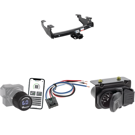 Se adapta al paquete de enganche de remolque GMC Sierra 1500 1999-2005 con control de freno inalámbrico Bluetooth Tekonsha Prodigy iD + adaptador de cableado BC genérico + cableado RV de 7 vías de Reese Towpower