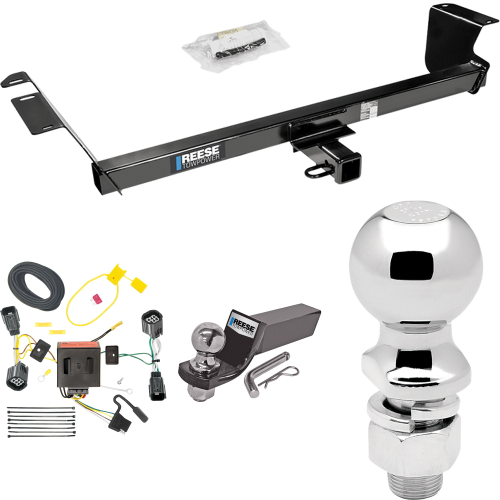 Fits 2011-2016 Chrysler Town & Country Trailer Hitch Tow PKG w/ 4-Flat Wiring + Starter Kit Ball Mount w/ 2" Drop & 2" Ball + 2-5/16" Ball By Reese Towpower