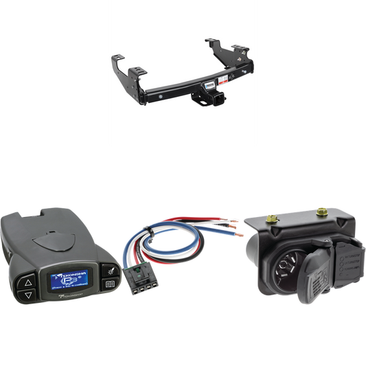 Fits 1999-2005 GMC Sierra 1500 Trailer Hitch Tow PKG w/ Tekonsha Prodigy P3 Brake Control + Generic BC Wiring Adapter + 7-Way RV Wiring By Reese Towpower