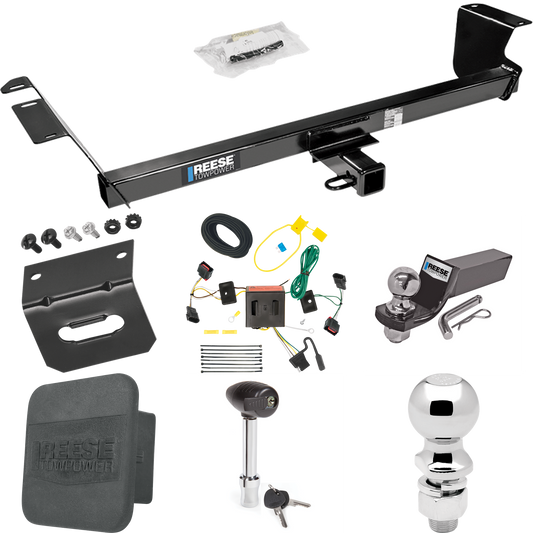 Fits 2008-2010 Chrysler Town & Country Trailer Hitch Tow PKG w/ 4-Flat Wiring + Starter Kit Ball Mount w/ 2" Drop & 2" Ball + 2-5/16" Ball + Wiring Bracket + Hitch Lock + Hitch Cover By Reese Towpower