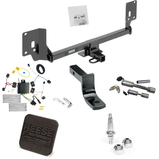 Fits 2015-2020 Acura TLX Trailer Hitch Tow PKG w/ 4-Flat Wiring Harness + Draw-Bar + Interchangeable 1-7/8" & 2" Balls + Hitch Cover + Dual Hitch & Coupler Locks By Reese Towpower