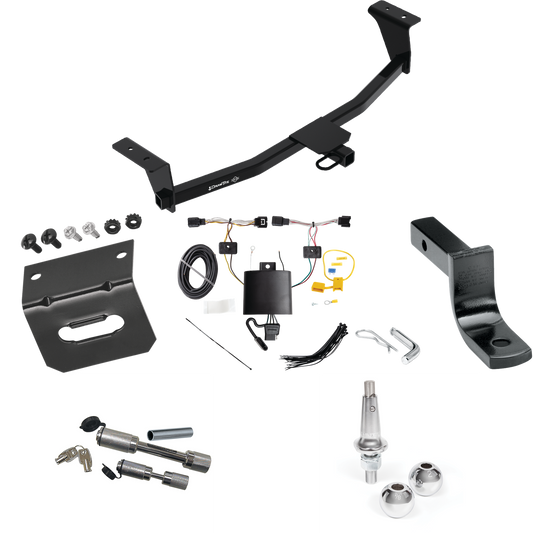 Fits 2021-2022 Acura TLX Trailer Hitch Tow PKG w/ 4-Flat Wiring Harness + Draw-Bar + Interchangeable 1-7/8" & 2" Balls + Wiring Bracket + Dual Hitch & Coupler Locks By Draw-Tite