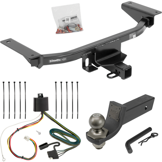 Fits 2016-2023 Mazda CX-9 Trailer Hitch Tow PKG w/ 4-Flat Wiring + Interlock Tactical Starter Kit w/ 2" Drop & 2" Ball By Draw-Tite