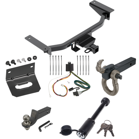 Fits 2016-2023 Mazda CX-9 Trailer Hitch Tow PKG w/ 4-Flat Wiring + Interlock Tactical Starter Kit w/ 2" Drop & 2" Ball + Tactical Hook & Shackle Mount + Tactical Dogbone Lock + Wiring Bracket By Reese Towpower