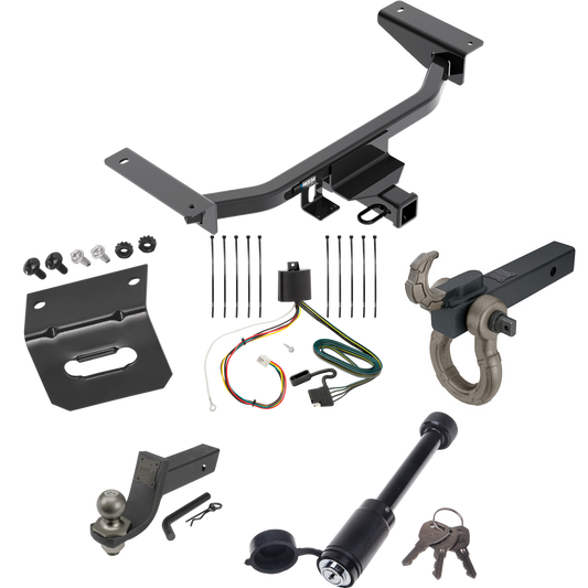 Fits 2016-2023 Mazda CX-9 Trailer Hitch Tow PKG w/ 4-Flat Wiring + Interlock Tactical Starter Kit w/ 3-1/4" Drop & 2" Ball + Tactical Hook & Shackle Mount + Tactical Dogbone Lock + Wiring Bracket By Reese Towpower