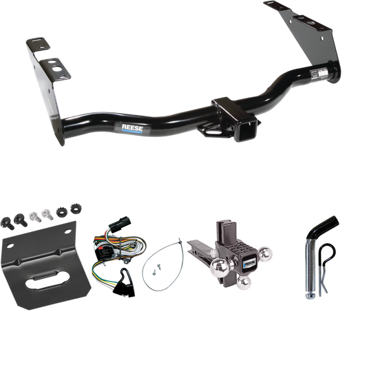 Fits 2001-2003 Chrysler Town & Country Trailer Hitch Tow PKG w/ 4-Flat Wiring Harness + Adjustable Drop Rise Triple Ball Ball Mount 1-7/8" & 2" & 2-5/16" Trailer Balls + Pin/Clip + Wiring Bracket By Reese Towpower