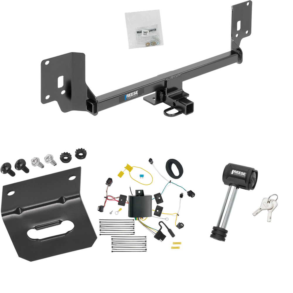 Fits 2015-2020 Acura TLX Trailer Hitch Tow PKG w/ 4-Flat Wiring Harness + Wiring Bracket + Hitch Lock By Reese Towpower