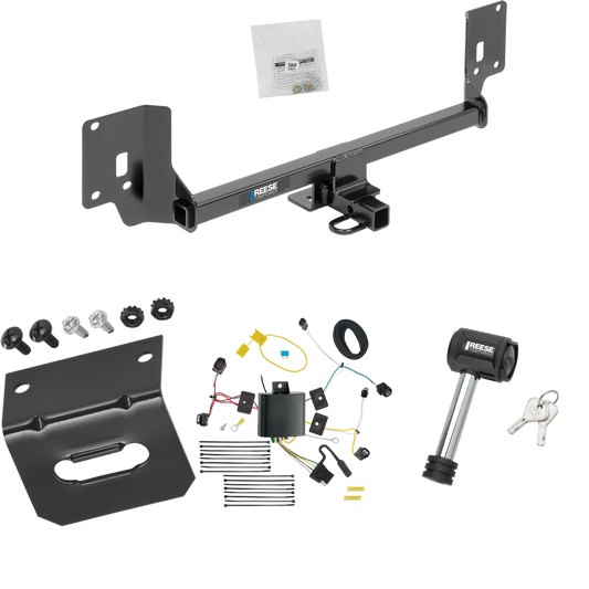 Fits 2015-2020 Acura TLX Trailer Hitch Tow PKG w/ 4-Flat Wiring Harness + Wiring Bracket + Hitch Lock By Reese Towpower