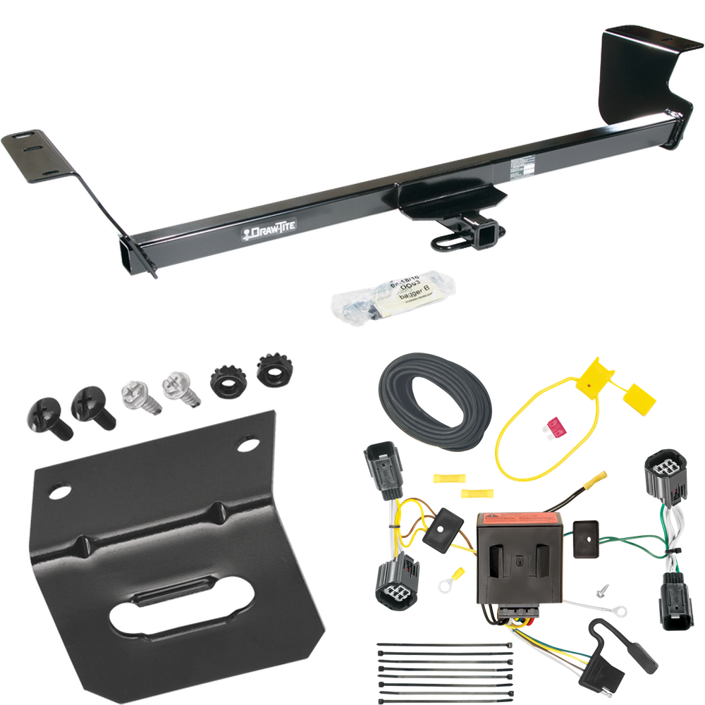 Fits 2011-2020 Dodge Grand Caravan Trailer Hitch Tow PKG w/ 4-Flat Wiring Harness + Bracket By Draw-Tite