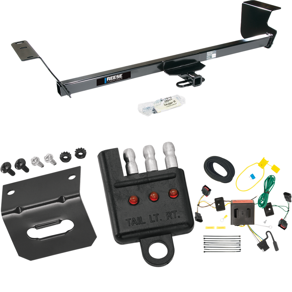 Se adapta al paquete de enganche de remolque Chrysler Town &amp; Country 2008-2010 con arnés de cableado plano de 4 + soporte + probador de Reese Towpower