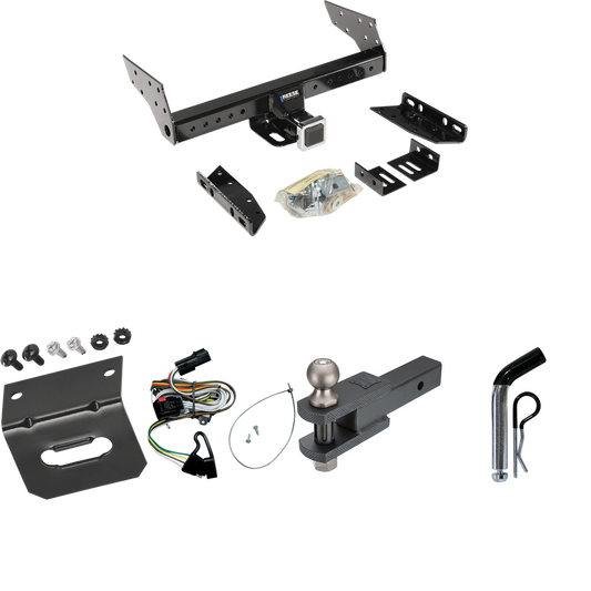 Fits 2001-2003 Chrysler Voyager Trailer Hitch Tow PKG w/ 4-Flat Wiring Harness + Clevis Hitch Ball Mount w/ 2" Ball + Pin/Clip + Wiring Bracket By Reese Towpower