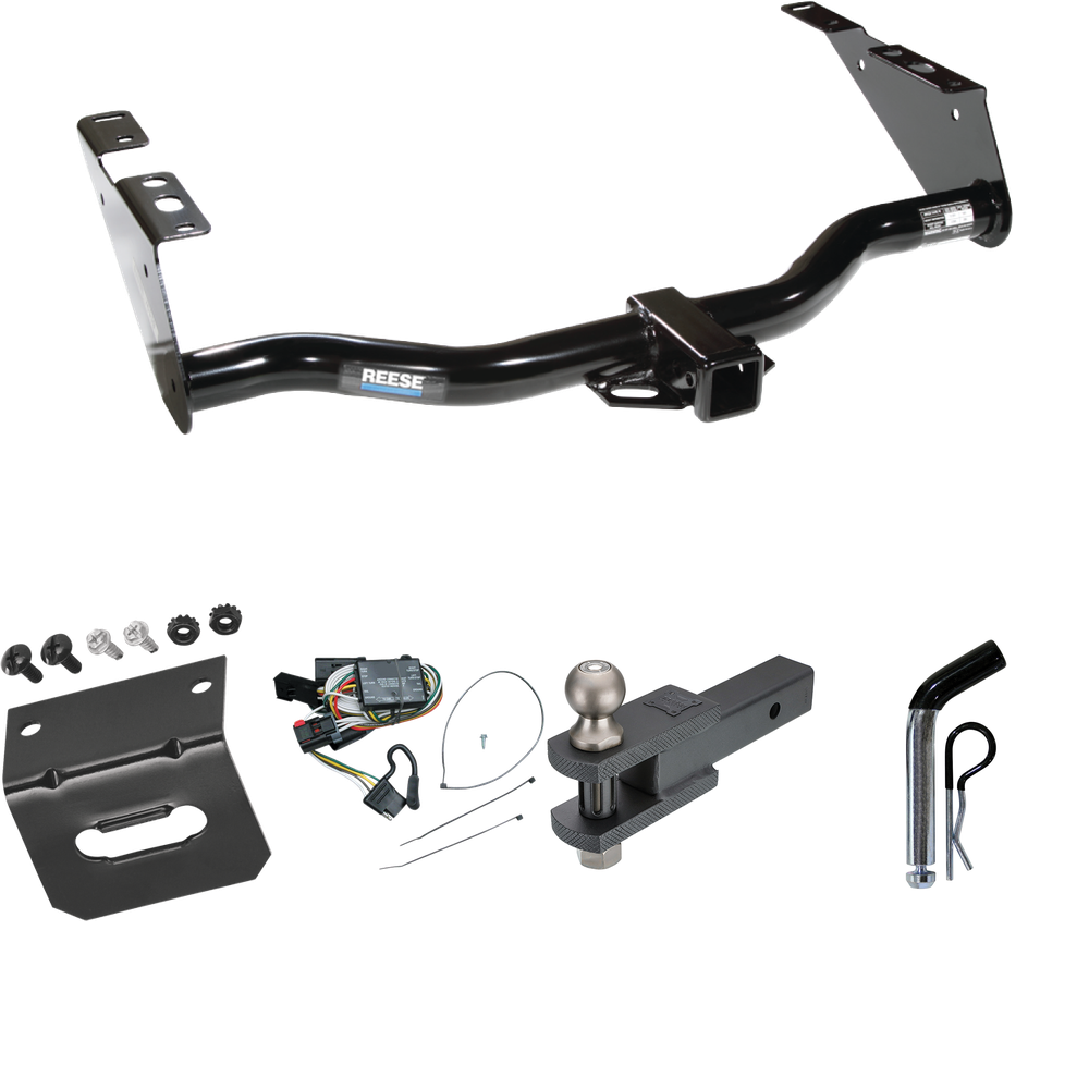 Fits 1996-2000 Plymouth Voyager Trailer Hitch Tow PKG w/ 4-Flat Wiring Harness + Clevis Hitch Ball Mount w/ 2" Ball + Pin/Clip + Wiring Bracket By Reese Towpower